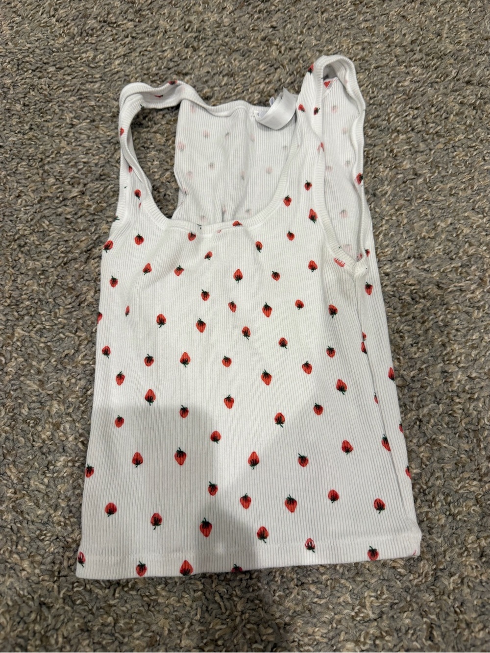 SKIMS White Tank Top with Red Strawberry Print